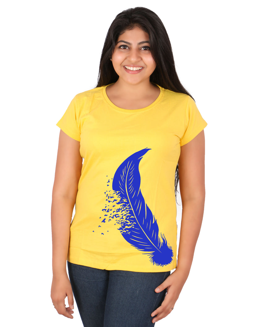 Feather yellow and blue women