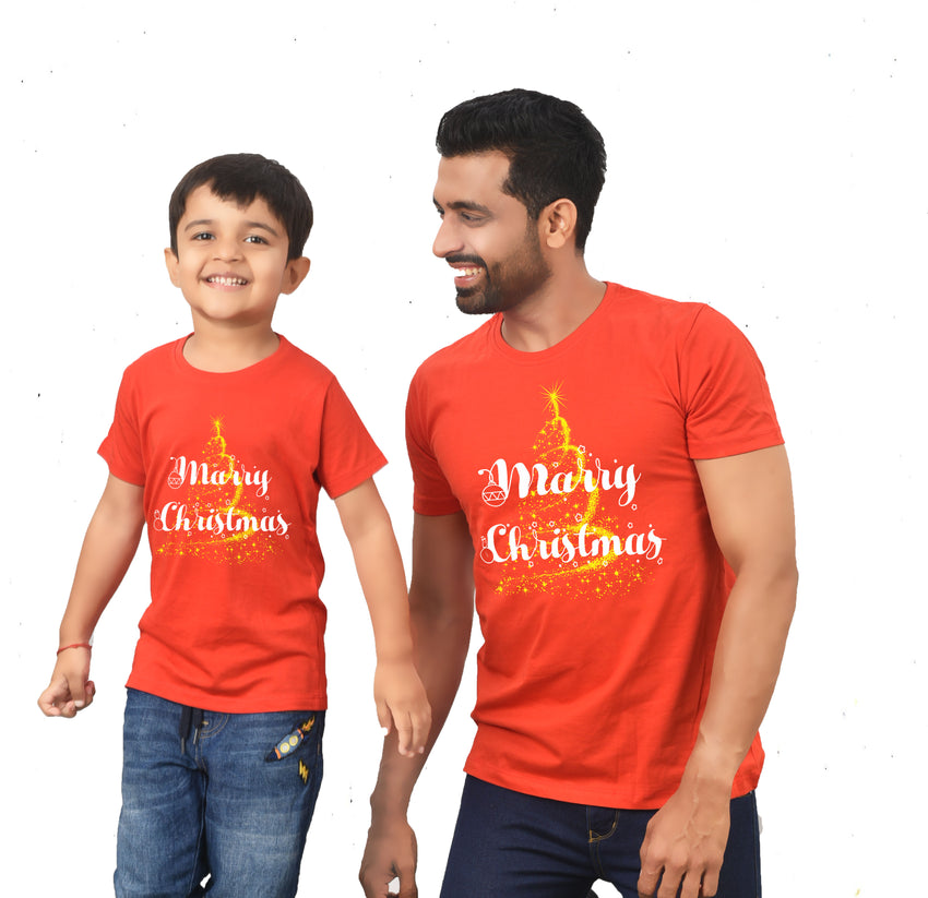 Marry Christmas,matching dad-son tees