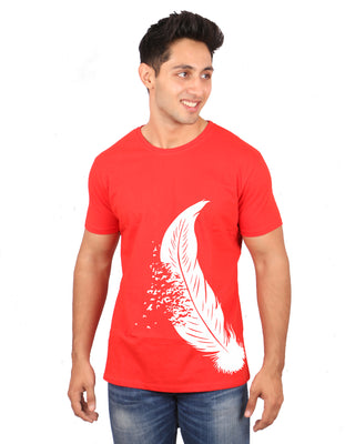 red-white feather  men t-shirt